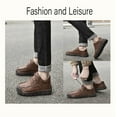 thumbnail image 5 of Men's Casual Leather Shoes Hand-Stitched Fashion Classic Loafers Lightweight Lace-Up Non-Slip Wear-Resistant Work Shoes Brown 9 US, 5 of 7