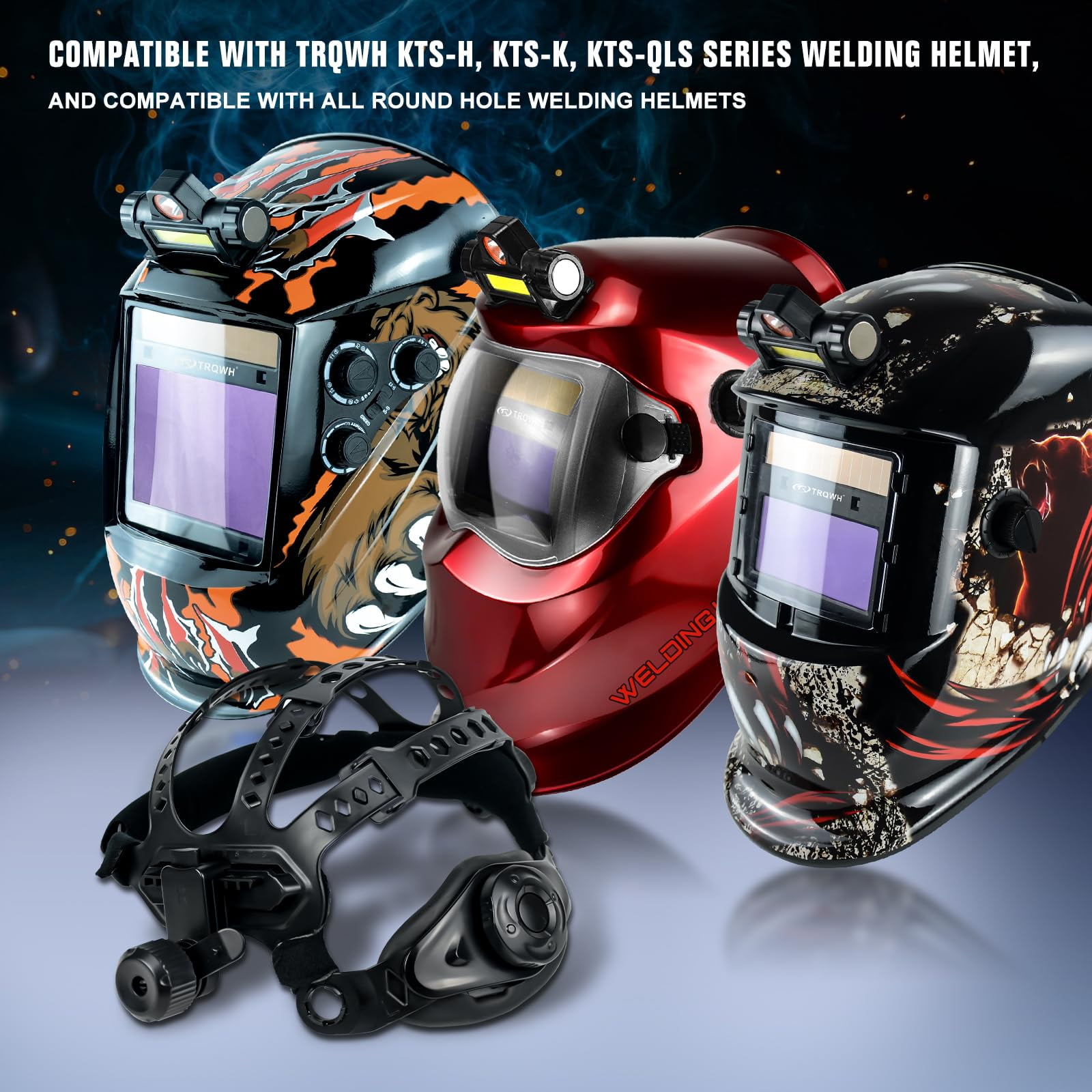 TRQWH Replacement Headgear for Welding Helmet - Round Hole Welding Hood Headgear Comfortable & Flexible Welding Helmet Headgear Welding Helmet Accessories