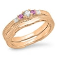 thumbnail image 1 of 0.30 Carat (ctw) 18K Rose Gold Round & Princess Pink Sapphire & White Diamond Ladies 5 Stone Bridal Engagement Ring Matc, 1 of 1