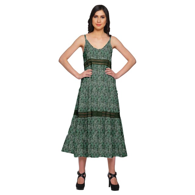 Moomaya Robe Maxi Sans Manches à Bretelles Spaghetti Ajustables pour Femmes Grande Taille