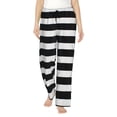 thumbnail image 2 of Picia Black And White Stripes Womens Soft Woven Cotton Elastic Waistband Sleep Pajama Pant Lounge Sleep Pant With Pockets And Drawstring-, 2 of 9