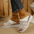 thumbnail image 3 of Espadrilles for Women Breathable Knit Band Slip on Slides Wedge Sandals Lightweight Casual Beach Shoes Platform Heels Beige Size 7, 3 of 6