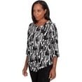 thumbnail image 3 of Alfred Dunner Womens Petite Vertical Geometric Top With Necklace, 3 of 4