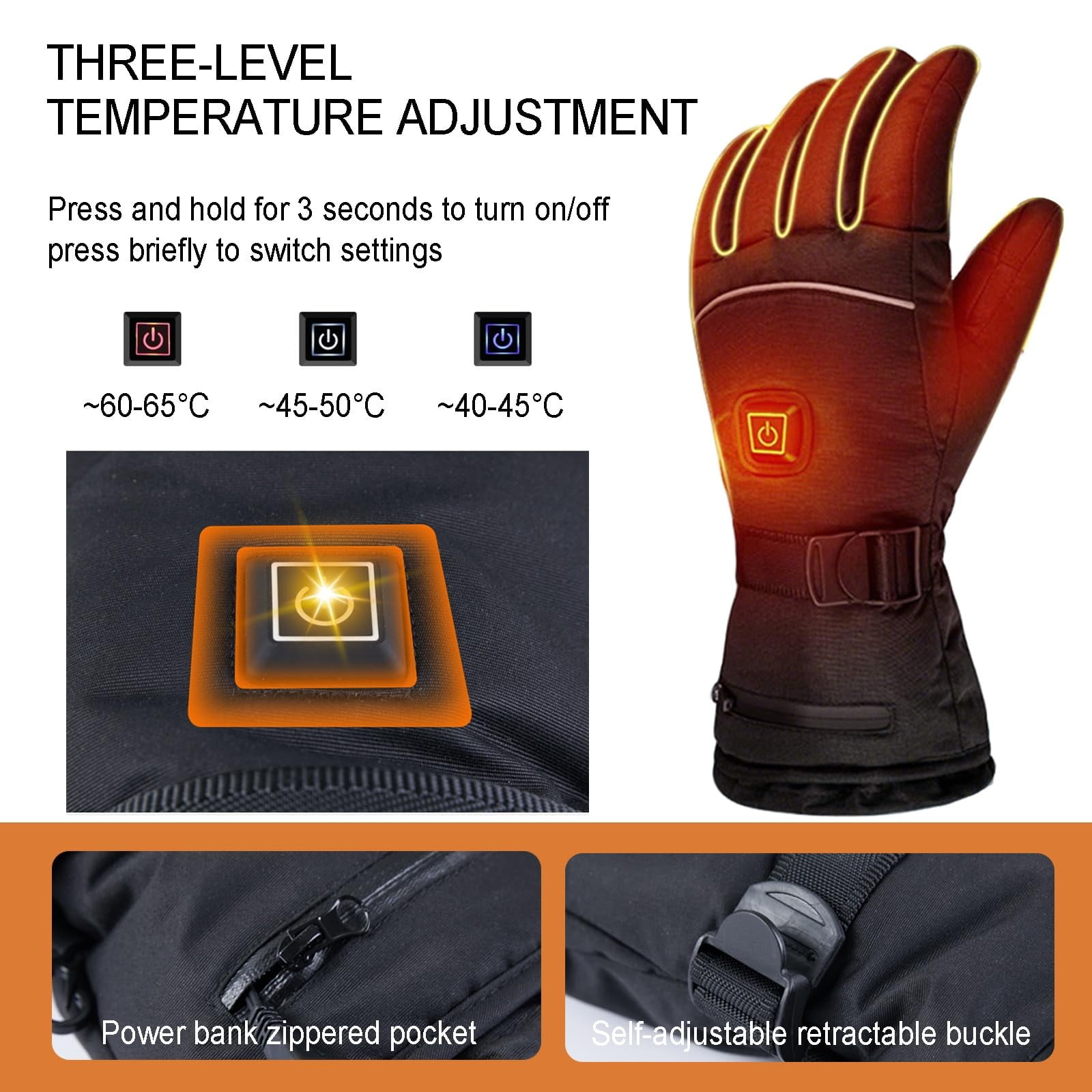 Thin Heated Gloves Liners& Hand Warmer for Men Women Rechargeable, Pouch with 7.4V Fast Heating Battery, 3 Heat Modes, Waterproof & Touchscreen for Outdoor Fishing Working Hunting Hiking Skiing