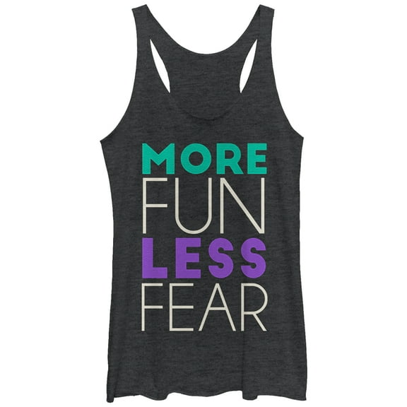 Women's CHIN UP More Fun Less Fear  Racerback Tank Top Black Heather Small