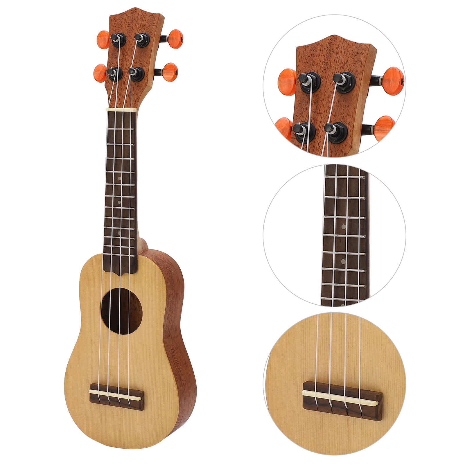 BIMZUC 16 Inch Solid Spruce Wood Ukulele Mini Concert 4 String Guitar for Beginners & Professionals