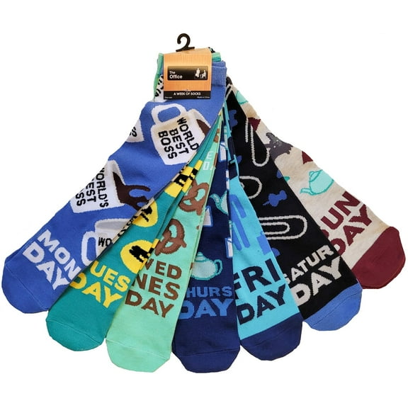 The Office 7 Days of the Week Multi-Pack Adult Crew Socks, Men's Size 5-10, Women's Size 6-11