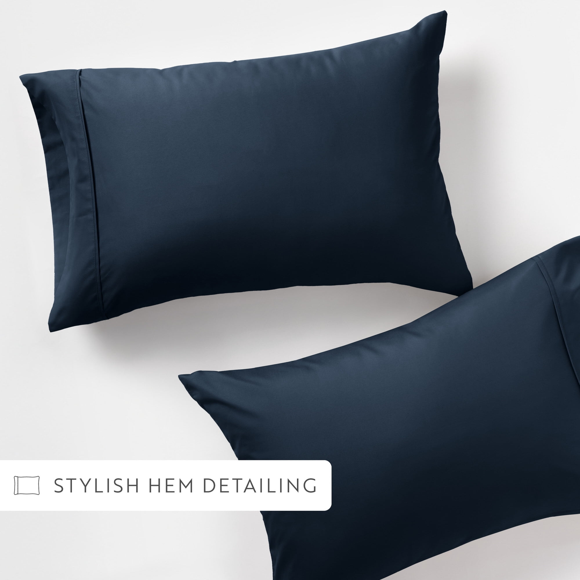 Noble Linens 2 Piece Pillow Case Set, Navy, Standard/Queen