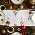 thumbnail image 4 of Christmas Table Runner Gnome Reindeer Table Runners Deer Berry Birds Xmas Tree Cotton Linen Dresser Scarf Kitchen Dining Table Decor for Christmas Holiday Party Decor 13x90 Inch, 4 of 9