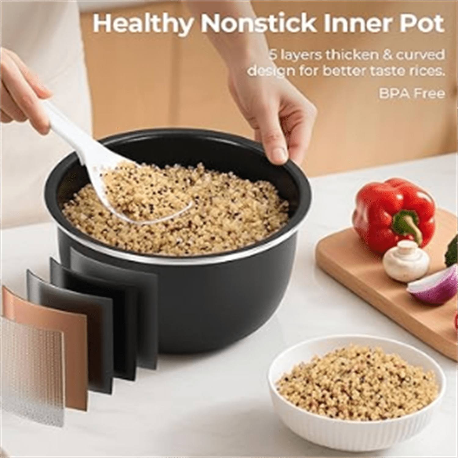3.5-Cup Rice Cooker for 1-3 People, Multifunctional for Rice, Oatmeal, Quinoa - Slow Cook, Steam, Cook Rice & Steam Dish Together, Rice White