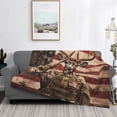 thumbnail image 2 of Disketp Patriotic Deer Soldier Salute Flannel Blankets - Thick and Warm Blanket for Winter, Soft Fuzzy Plush King Blanket for All Seasons-60"x50", 2 of 6