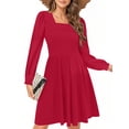 thumbnail image 5 of UVN Dresses for Women Fall Long Sleeve Square Neck Dress Boho Floral Print Midi Dresses with Pockets, 5 of 11