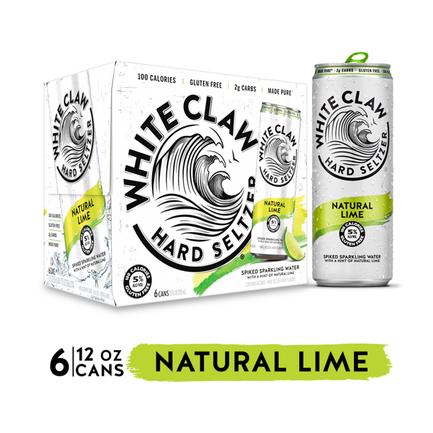 White Claw 6 Pack Spiked Natural Lime Hard Seltzer 6 Ea Walmart Com