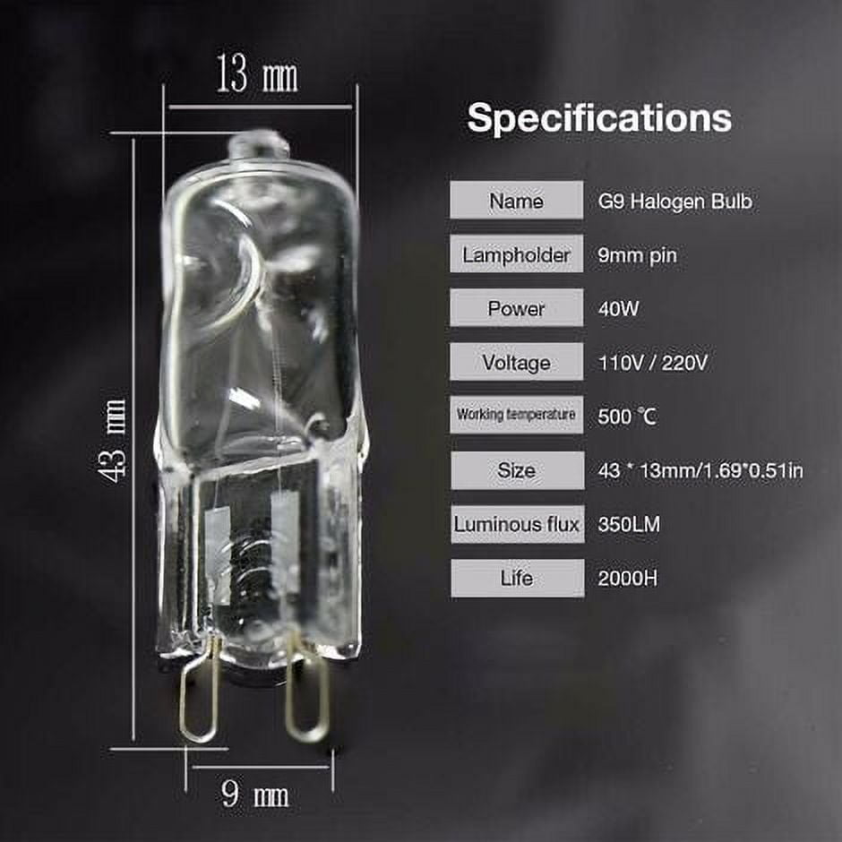 High Temperature Resistant G9 Halogen Oven Light Bulb 40W for Microwaves and Ovens
