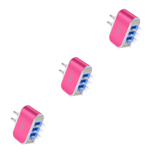 Monstrate Enchufe de EE. UU. Cargador de teléfono USB 3 puertos LED 1000mA Adaptador de carga de tableta con indicador Bloque de oficina Type1 NO1