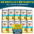 thumbnail image 3 of Hojas adhesivas Polardo 900 de Lint Rollers con 10 rodillos de repuesto, 3 of 6