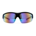 thumbnail image 2 of Mens Shield Color Mirror Classic Baseball Halfrim Sport Sunglasses Black Grey Teal Mirror, 2 of 4