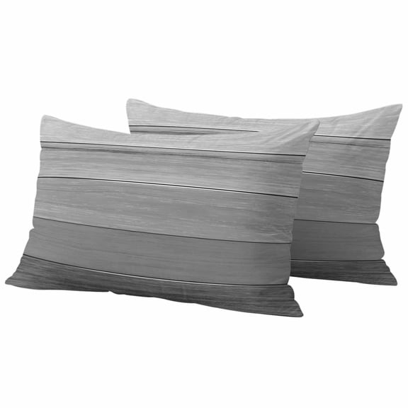 2 Pack Outdoor Waterproof Throw Pillows, Country Gray Ombre Stripe Decorative Rectangle Pillow Case Patio Pillows for Chair Couch Sofa 20x12in