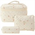 thumbnail image 2 of Bolsa de CosméTicos de Maquillaje Bolsa de Maquillaje Acolchada de AlgodóN de 3 Piezas Bolsa de Aseo Floral EstéTica para Mujeres,D, 2 of 10