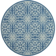 Walmart Bliss Modern Floral Ivory/Blue 53 x Round Area Rug, (5 Round)