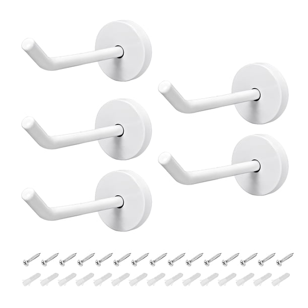 5Pcs, gancho montado en la pared de 1.77" gancho para ropa, colgador de toallas individual de acero inoxidable blanco