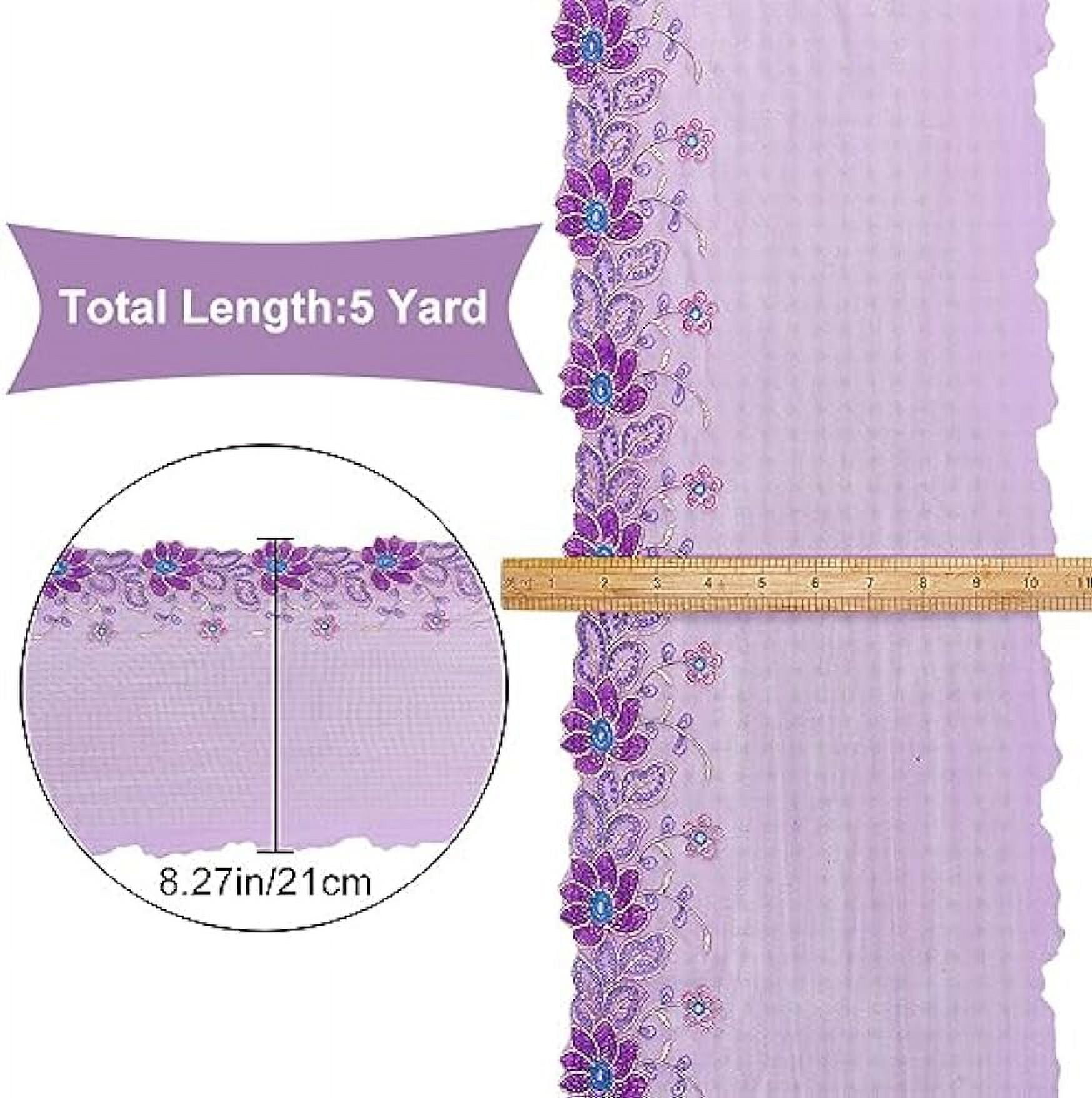 CRASPIRE 6 Yards Flower Lace Ribbon Vintage Purple Floral Edging