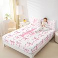 thumbnail image 2 of Manfei 3D Alphabet Print F Fitted Sheet Queen,Pink Princess Bow Bedding,3 Pieces,1 Fitted Sheet and 2 Pillowcases, 2 of 6