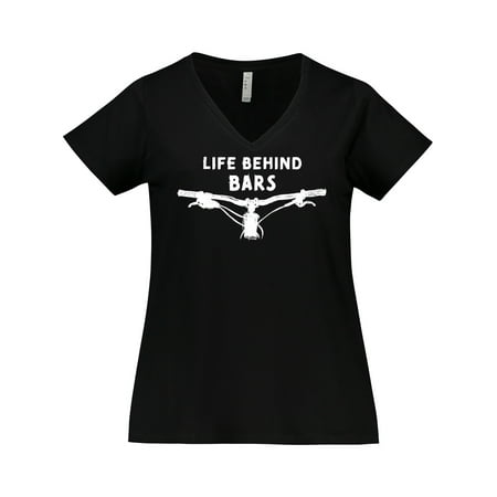 Inktastic Life Behind Bars Mountain Bike Women s Plus Size V-Neck T-Shirt price history on PriceWatchPro