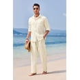 thumbnail image 2 of COOFANDY 2 Piece Casual Linen Set for Men Summer Outfit Button Down Shirt and Beach Pants Matching Set, 2 of 6