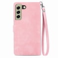 thumbnail image 2 of SaniMore Case for Samsung Galaxy S21 FE 5G 6.4", PU Leather Zipper Wallet Detachable Lanyard Retro Embossed Flower Crad Slots Flip Kickstand Full Body Protective Drop-proof Case, Pink, 2 of 15