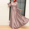 thumbnail image 5 of ZANZEA Women Ruffles Flare Long Sleeve O-Neck Solid Irregular Hem Muslim Casual Party Maxi Long Dress, 5 of 9