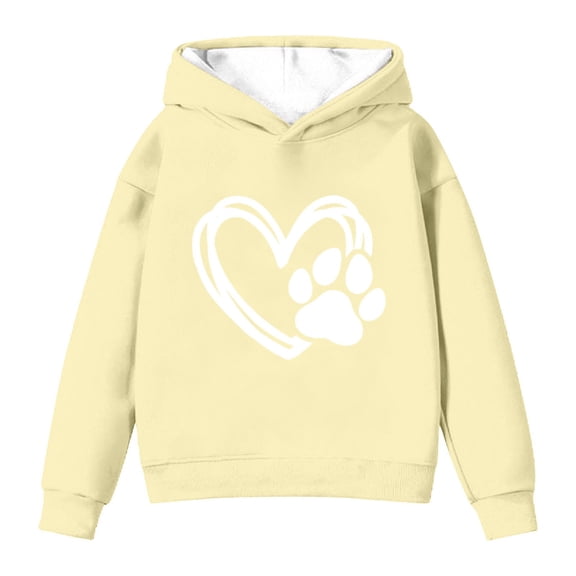 shqvo Girls Valentine's Day Party Hoodie, Cute Heart Print Long Sleeve Hooded Pullover for Kids 3-14Y