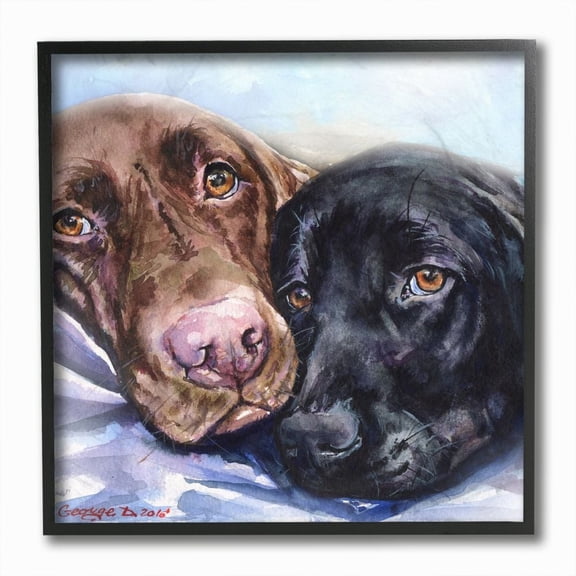 Stupell Industries Labradors Dog Pet Animal Watercolor Painting Framed Giclee Texturized Art by George Dyachenko