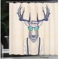 thumbnail image 4 of Ambesonne Antlers Shower Curtain, Hipster Cool Fun Animal, 69"Wx84"L, Beige Dark Blue, 4 of 5