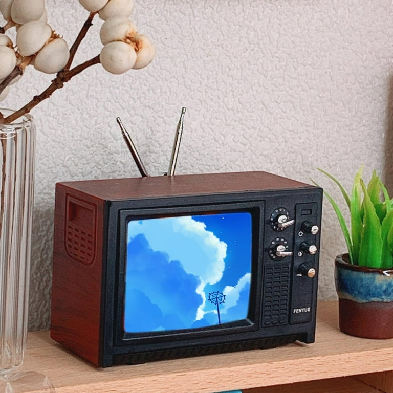 Mini Miniature Vintage TV Television Set NEW Furniture G4T7