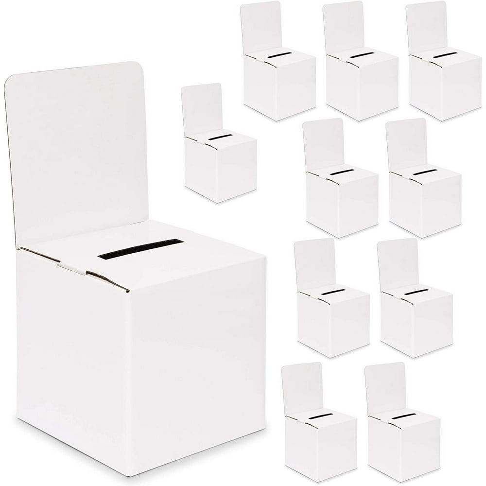 10Pack Ballot Box for Voting Raffles Donations, Sturdy Cardboard Box