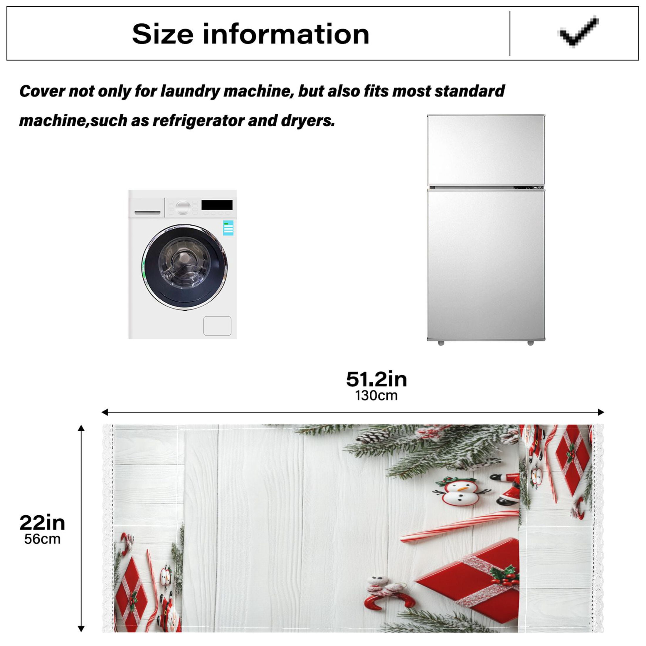 Christmas Background Washer and Dryer Covers Dust-Proof and Oil Resistant Fridge Cover with 4 Storage Pockets Washing Machine Top Cover for Laundry Kitchen Home 51.2 x 22 In