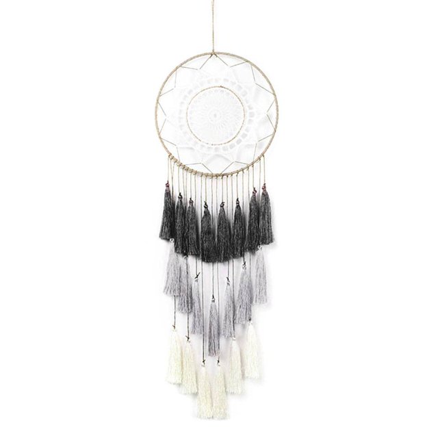Casa de borla flor grande sueño círculo círculo 20 cm de longitud completa 65 cm franja adorno de pared Dream Catcher Jooan Hogar