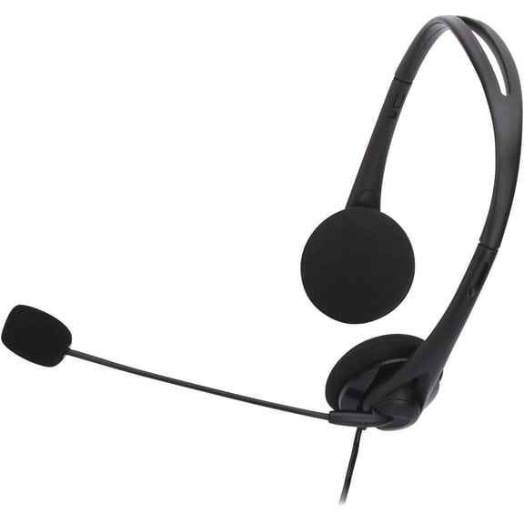 Compucessory, CCS15154, Lightweight Stereo Headphones with Mic, 1, Black
