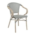 thumbnail image 2 of Merrick Lane Stacking Thonet French Bistro Style Chair with Arms, Black & White Textilene Seat, and LT NAT Bamboo Finished Metal Frame for Indoor/Outdoor Use, 2 of 15