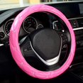 thumbnail image 1 of Funda para volante de piel con diamantes de imitación y cristales brillantes, ajuste universal, protector para rueda de coche de 15 pulgadas, antideslizante, universal para las cuatro, 1 of 7