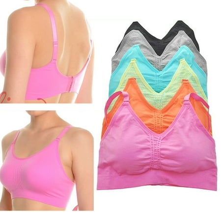

1 Womens Comfort Wire Free Bra Seamless Bralette Stretch Adjustable Closure L-XL