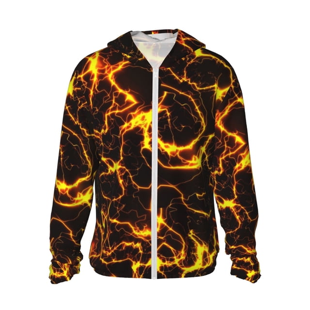 Balery Orange Lightning Sudadera ligera de manga larga con capucha y protección solar UPF 50+ para hombre y mujer, ideal para pesca y running-Medium