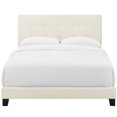 thumbnail image 5 of Modern Contemporary Urban Design Bedroom Queen Size Platform Bed Frame, Velvet Fabric, Ivory White, 5 of 5