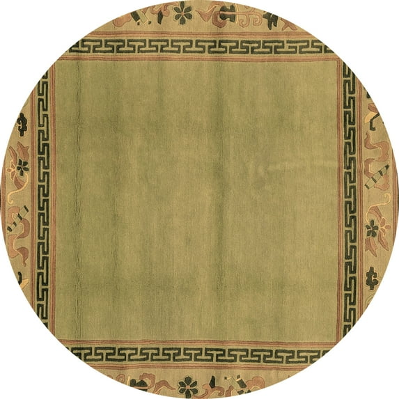 Ahgly Company Indoor Round Oriental Brown Asian Inspired Area Rugs, 5' Round