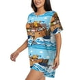 thumbnail image 2 of Picia Animals on Noah's Ark Floating Pajamas Sets for Women Soft Short-Sleeved Pjs with Lounge Shorts Two Piece Sleepwear-3X-Large, 2 of 9