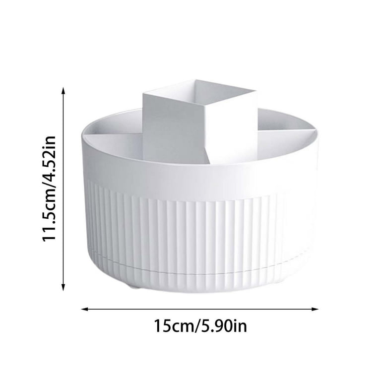 Rotating Makeup Organizer | 360-Degree Swivel Cosmetic Storage Box with Large Compartments for Lipstick, Eyebrow Pencils & Brushes | Plastic Desktop Organizer for Vanity, Bathroom