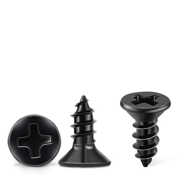 TPOHH 100 PCS #8 X 1/2 Inch Black Oxide Coated Flat Head Phillips Wood Screw Stainless Steel 18-8 (A2) Fully Threaded Screws
