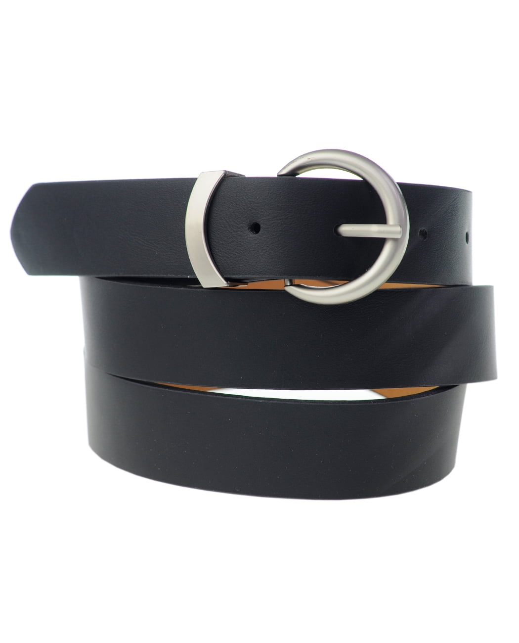 NYFASHION101 Women's Bonded Leather Thick Dressy Belt with Round Steel ...
