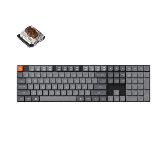 Keychron K5 Max 100% Layout Ultra-Slim Wireless Mechanical Keyboard, QMK Programmable Hot-Swap Bluetooth/2.4 G/Wired with RGB Backlight Low Profile Gateron Brown Switch, PBT Keycaps for Mac Win Linux